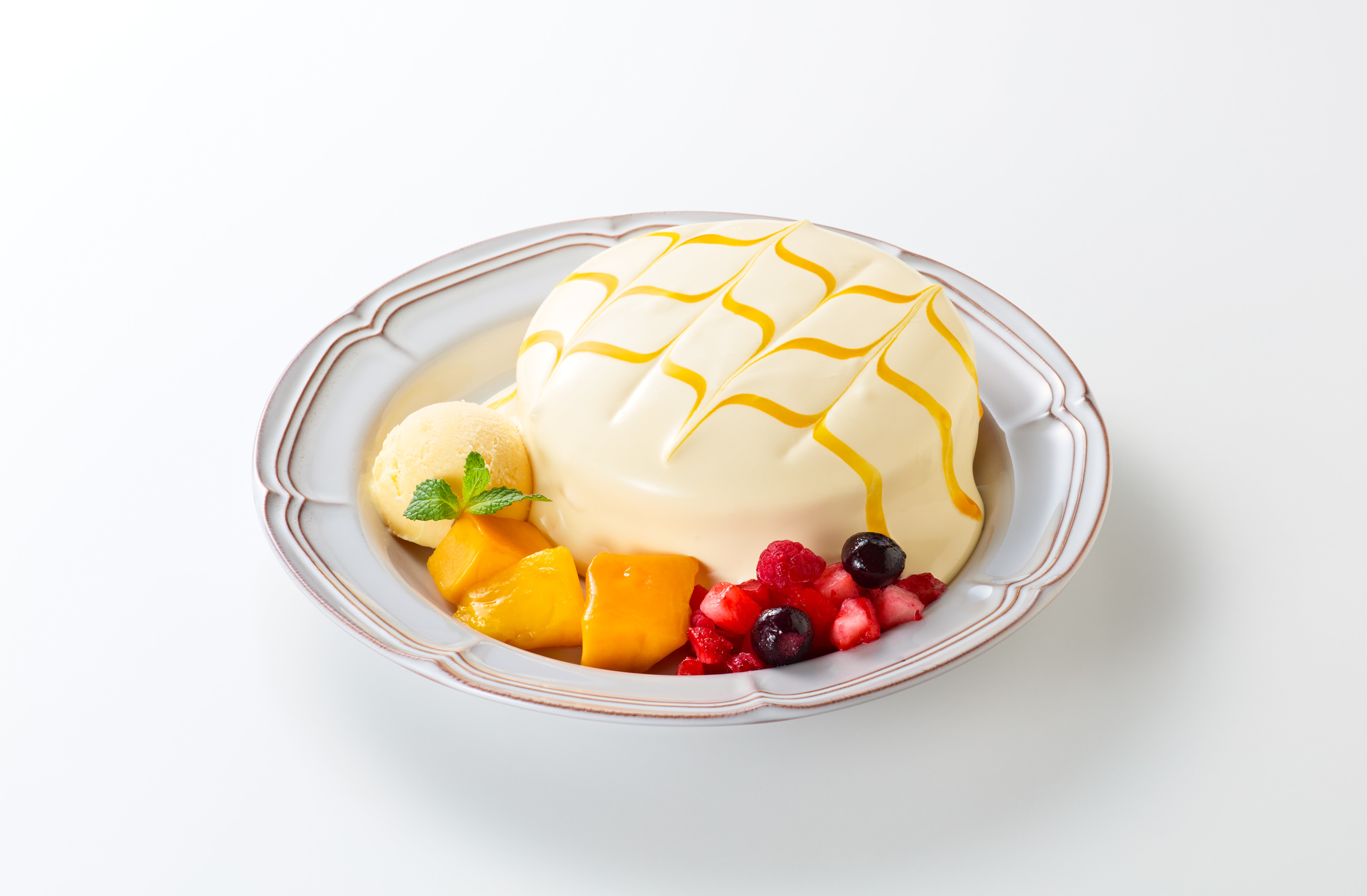 珈琲館　アップルマンゴー＆レアチーズクリームのホットケーキ