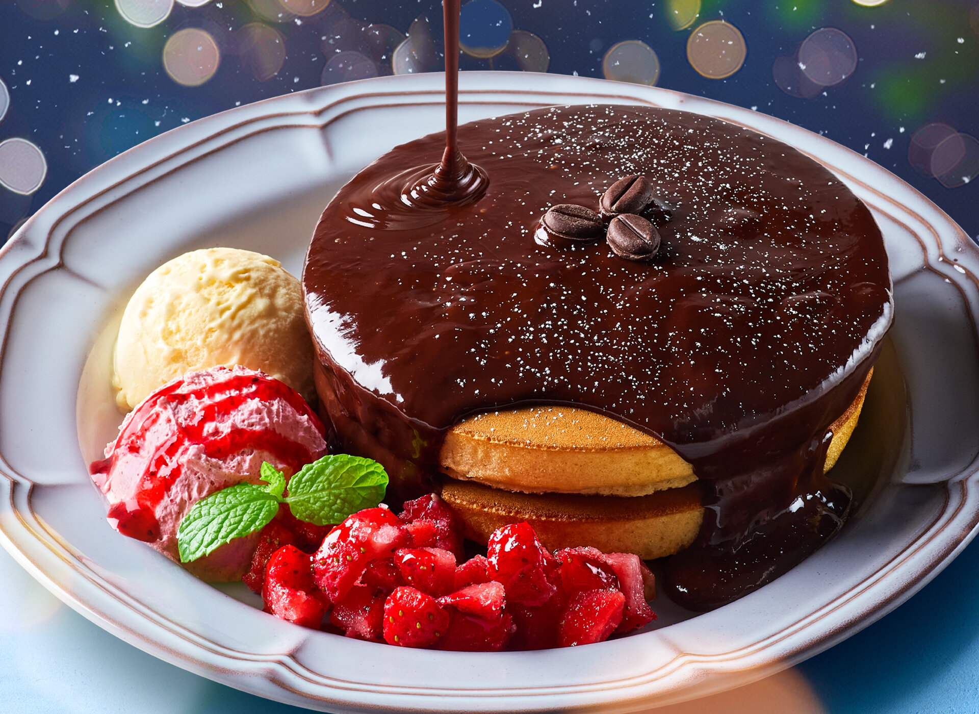 珈琲館　とろける濃厚チョコレートホットケーキ